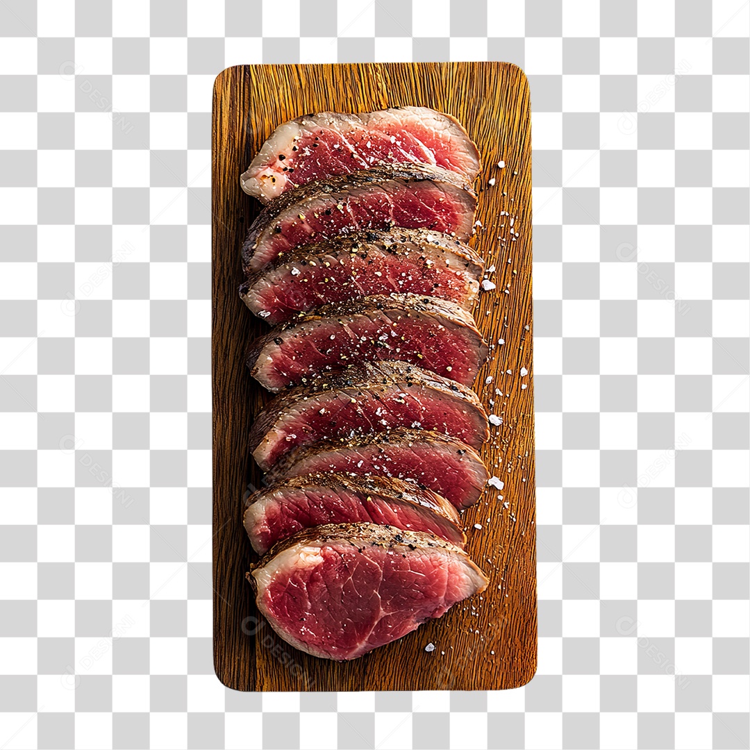 Cortes de Carne em Tábua de Madeira PNG Transparente