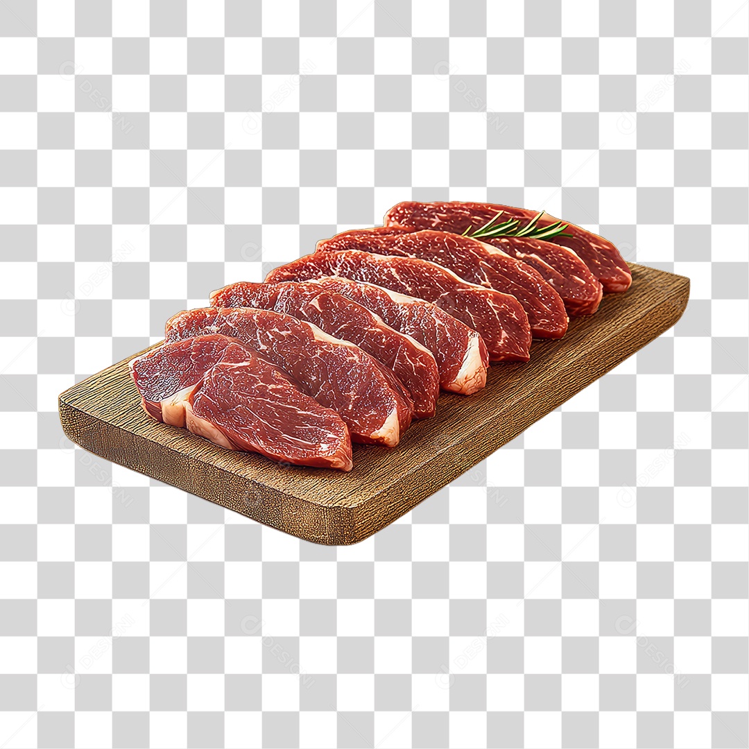 Cortes de Carne em Tábua de Madeira PNG Transparente