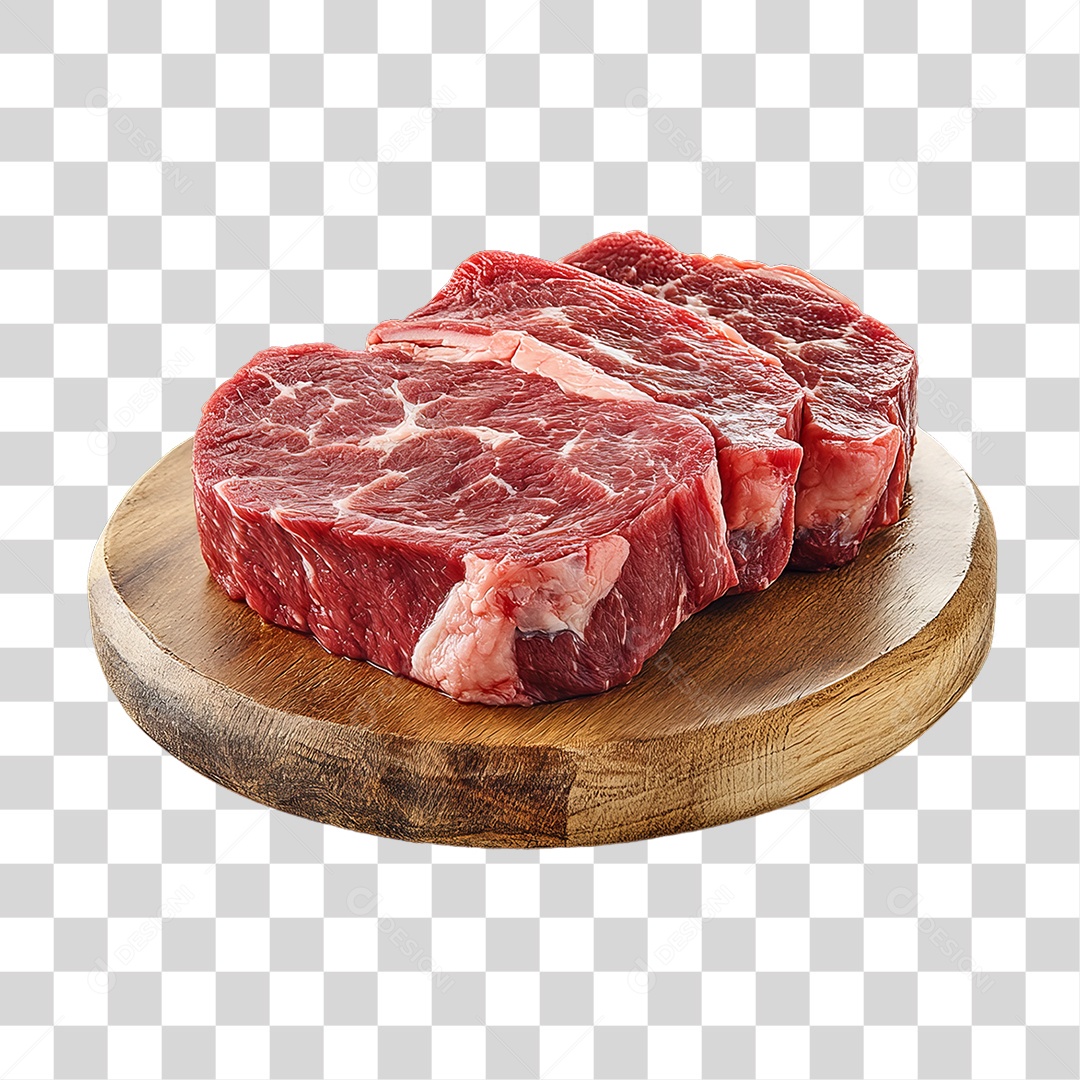 Cortes de Carne em Tábua de Madeira PNG Transparente
