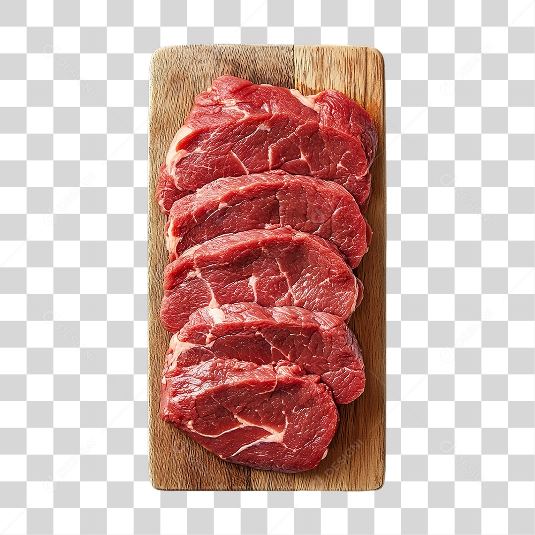 Cortes de Carne em Tábua de Madeira PNG Transparente