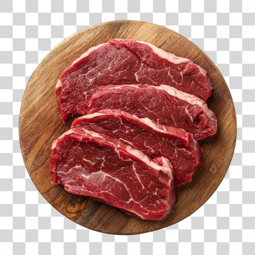 Cortes de Carne em Tábua de Madeira PNG Transparente