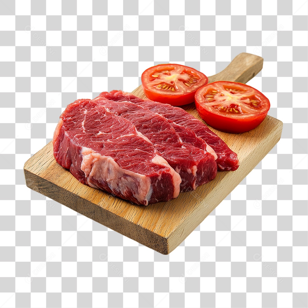 Cortes de Carne em Tábua de Madeira PNG Transparente