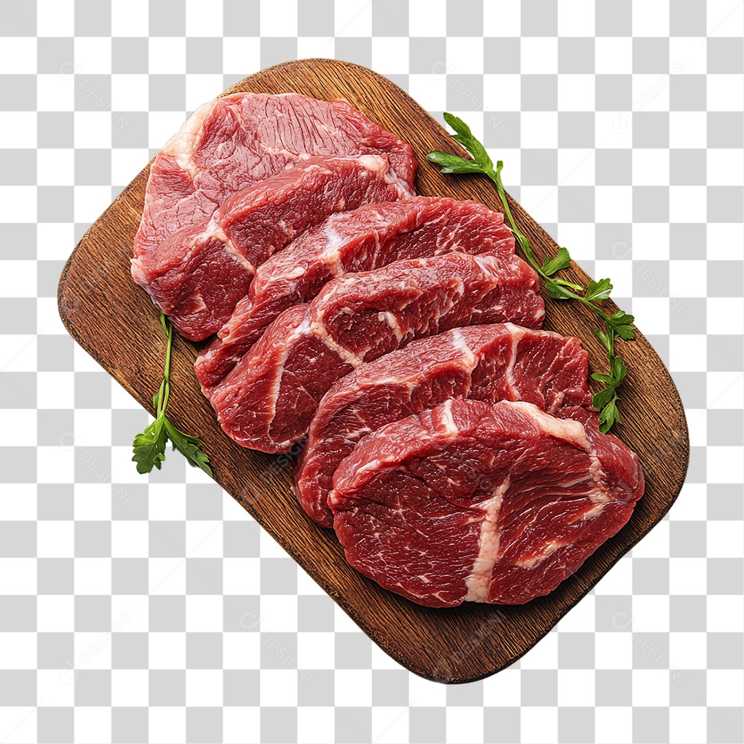 Cortes de Carne em Tábua de Madeira PNG Transparente