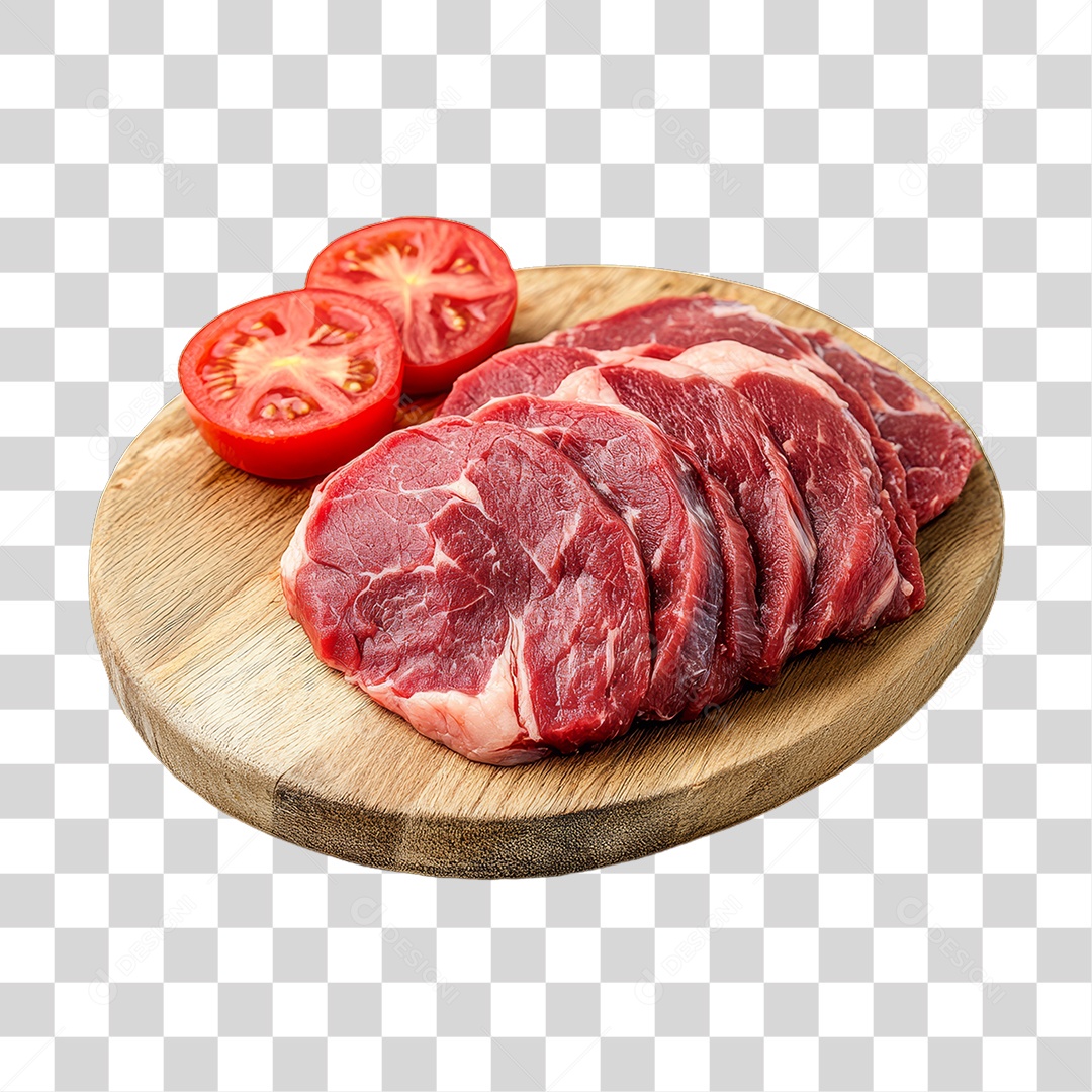 Cortes de Carne em Tábua de Madeira PNG Transparente
