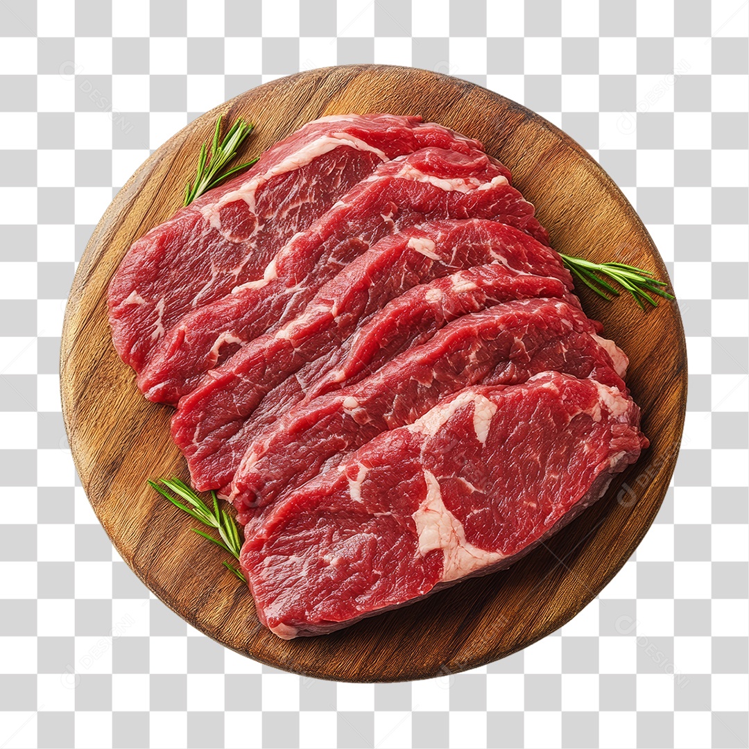 Cortes de Carne em Tábua de Madeira PNG Transparente