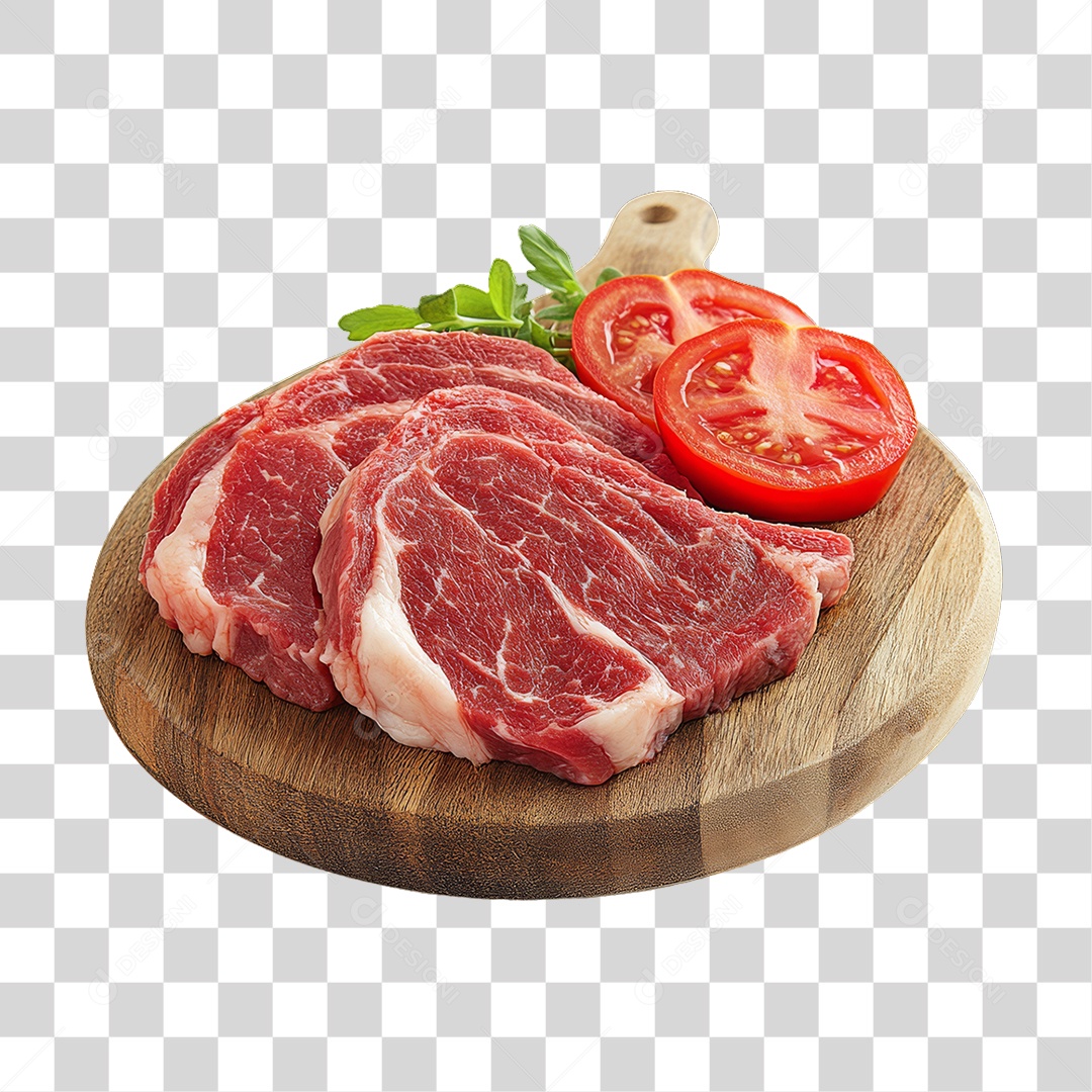 Cortes de Carne em Tábua de Madeira PNG Transparente