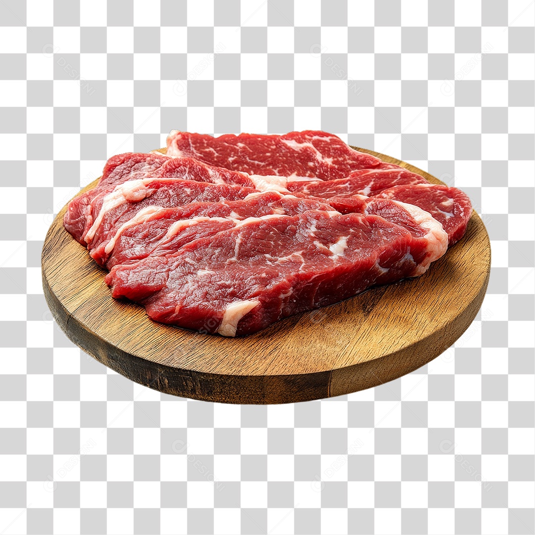 Cortes de Carne em Tábua de Madeira PNG Transparente