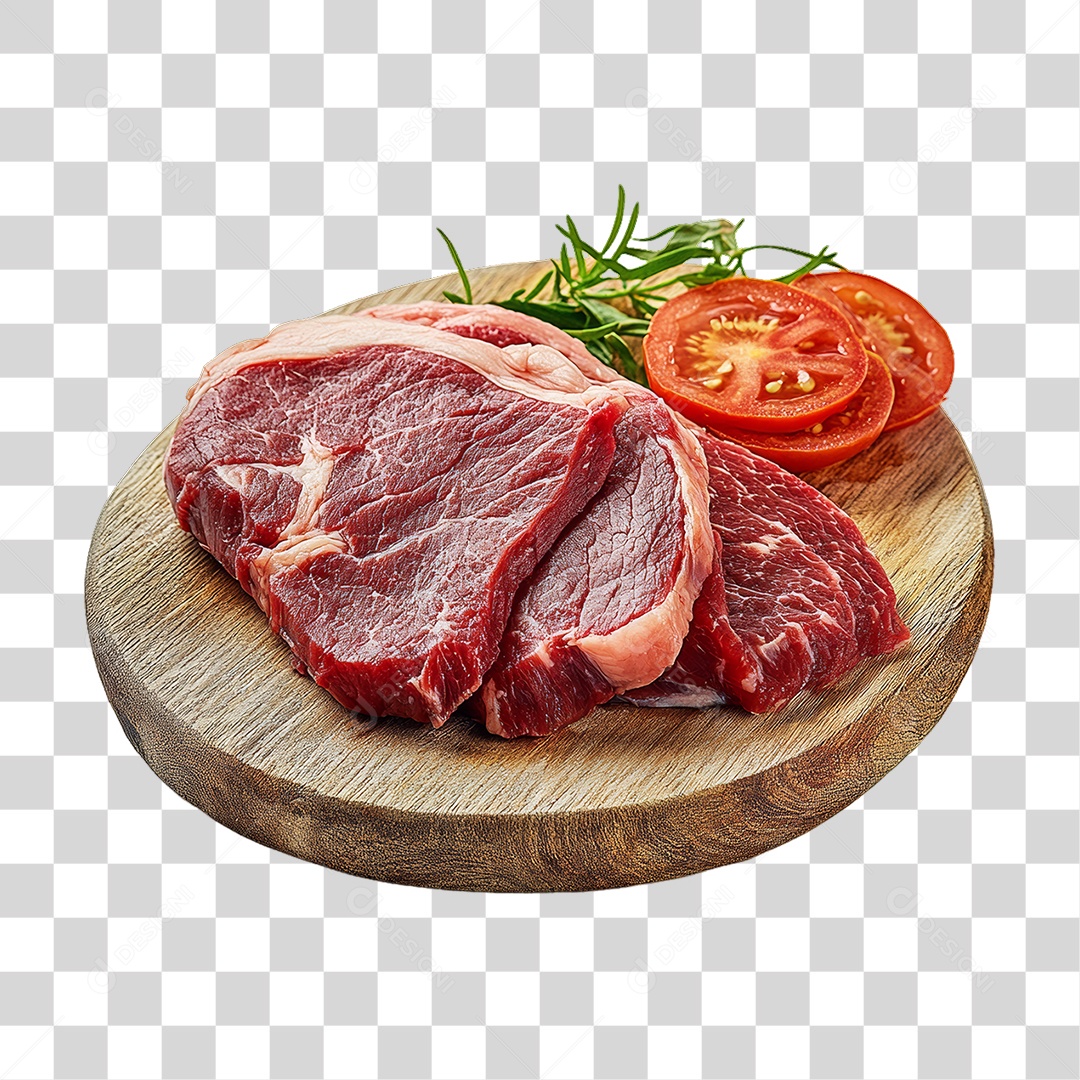 Cortes de Carne em Tábua de Madeira PNG Transparente