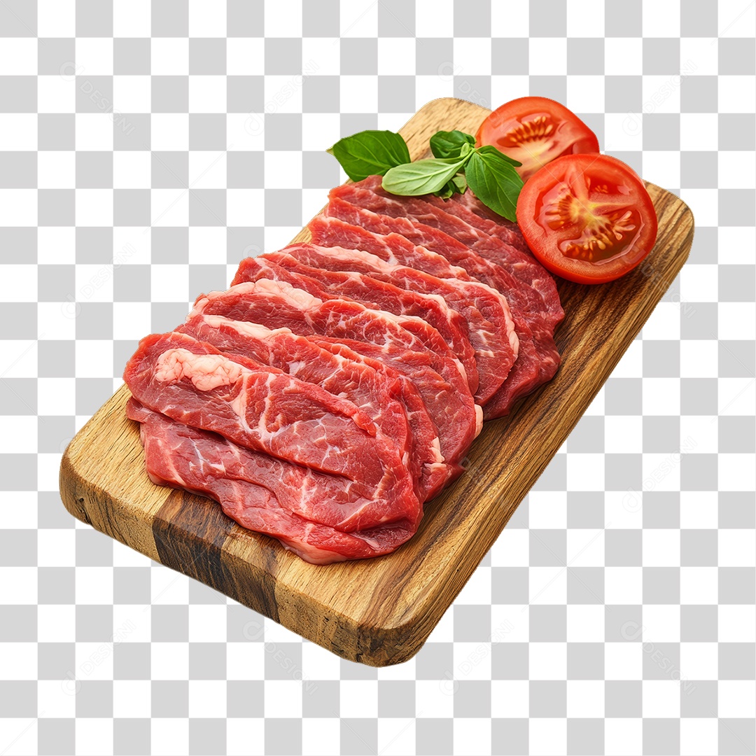 Cortes de Carne em Tábua de Madeira PNG Transparente