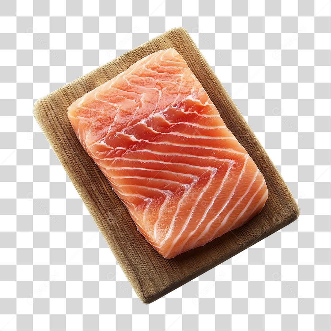 Corte de Peixes em Tábua de Madeira PNG Transparente