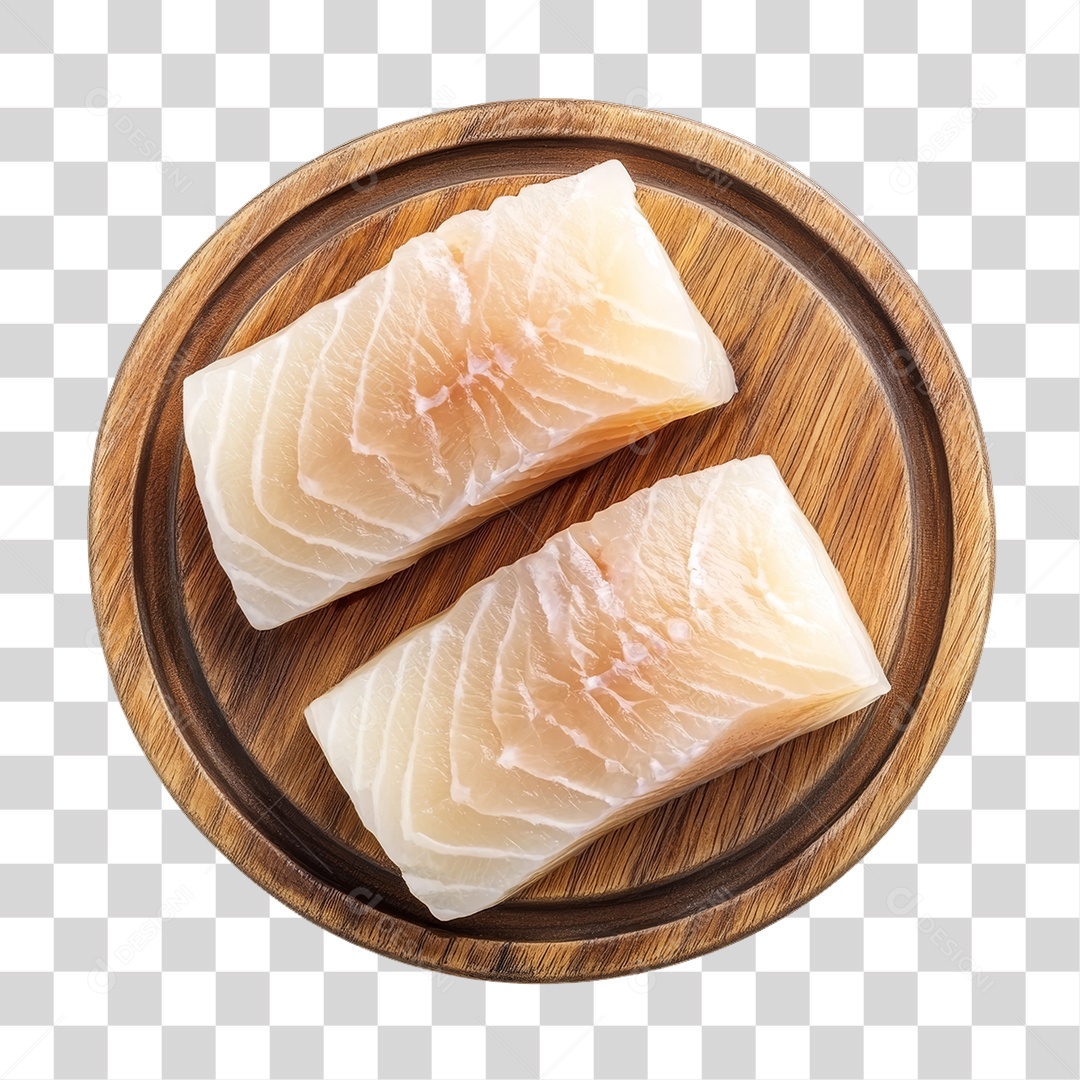 Corte de Peixes em Tábua de Madeira PNG Transparente