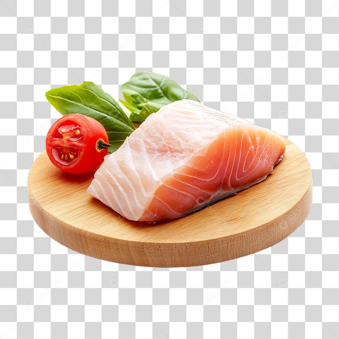 Corte de Peixes em Tábua de Madeira PNG Transparente