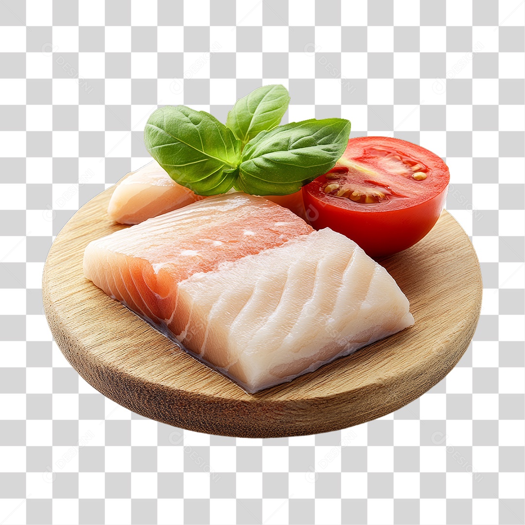 Corte de Peixes em Tábua de Madeira PNG Transparente