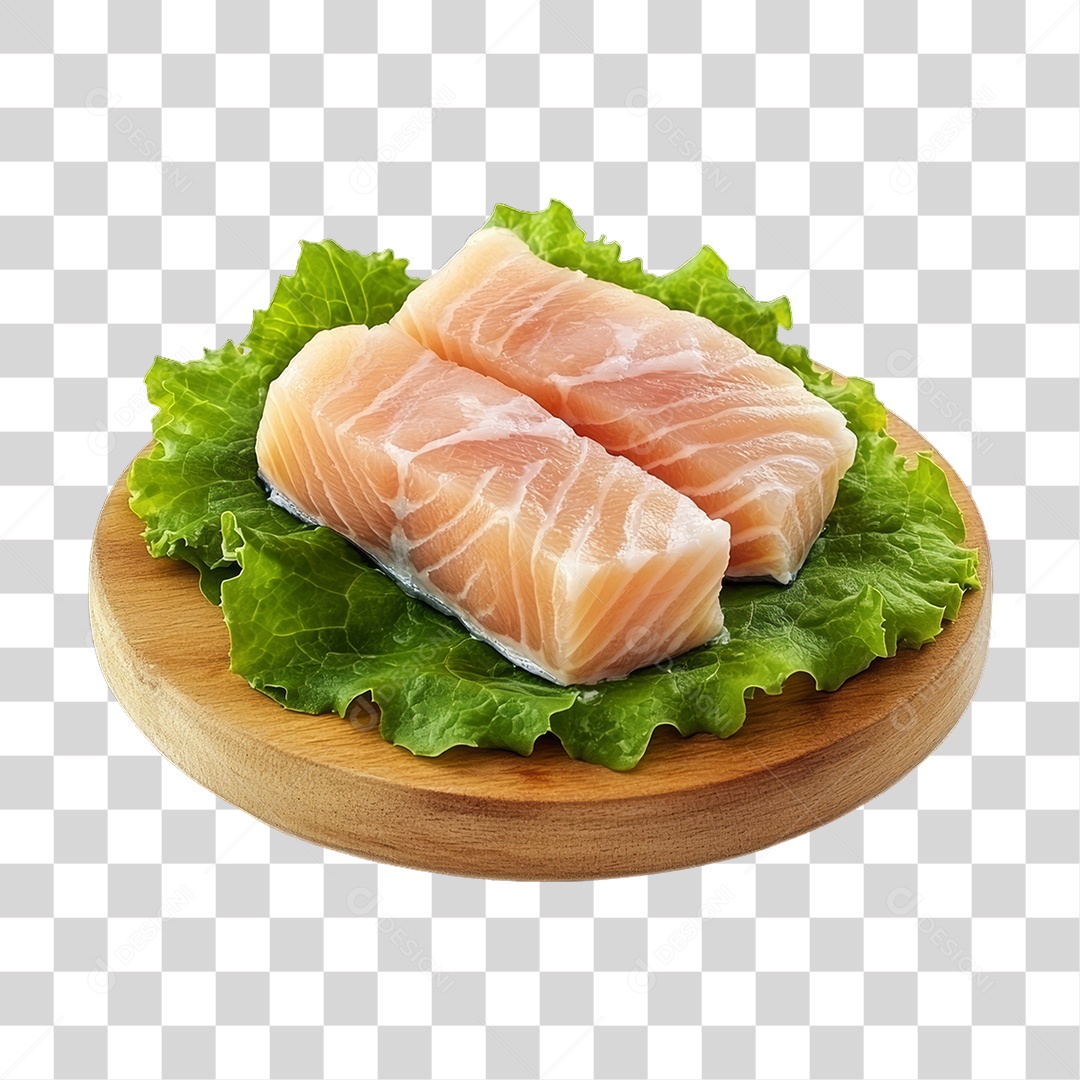 Corte de Peixes em Tábua de Madeira PNG Transparente