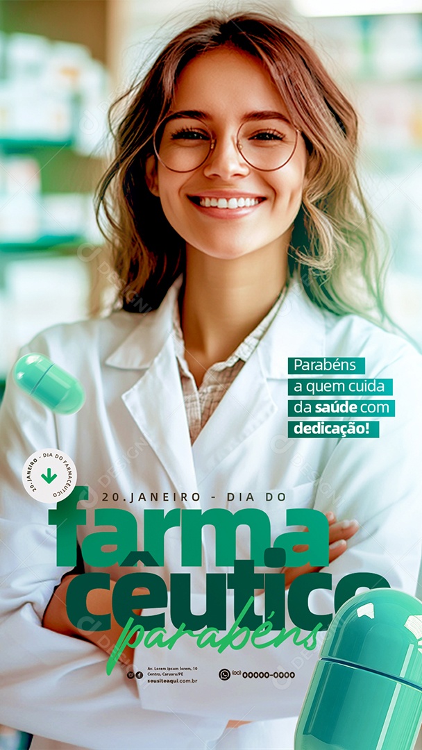 Story Dia do Farmacêutico 20 de Janeiro Parabéns Social Media PSD Editável