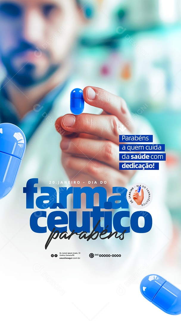 Story Dia do Farmacêutico 20 de Janeiro Parabéns Social Media PSD Editável