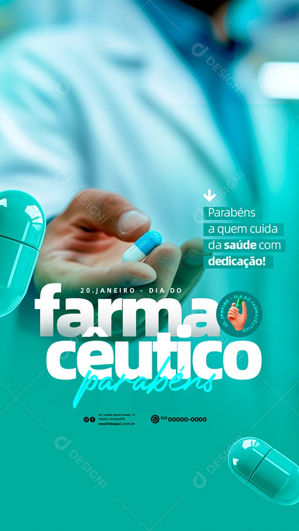 Story Dia do Farmacêutico 20 de Janeiro Parabéns Social Media PSD Editável
