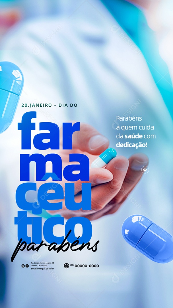 Story Dia do Farmacêutico 20 de Janeiro Parabéns Social Media PSD Editável