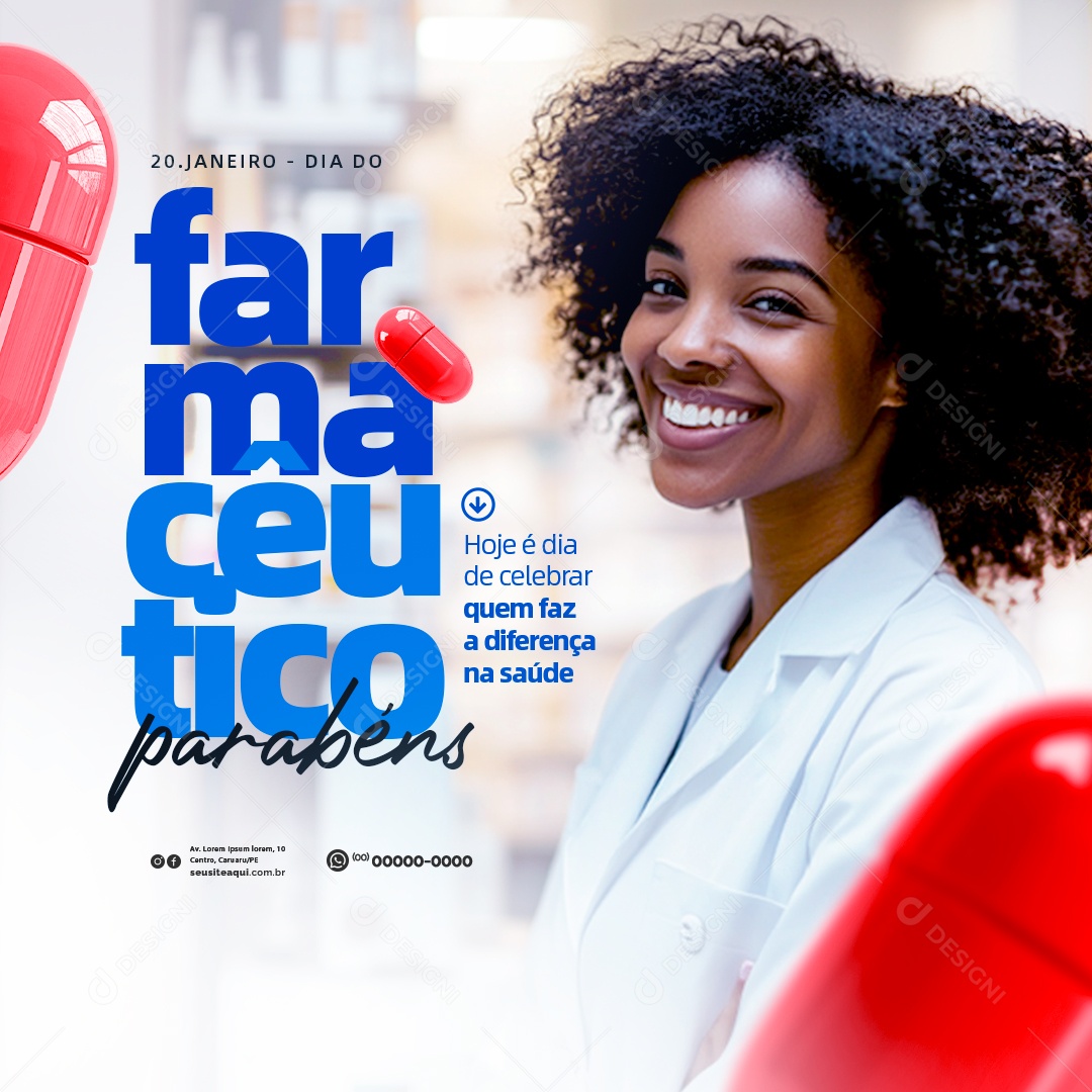 Farmaceutical Day January 20 Congratulations Social Media PSD Editable