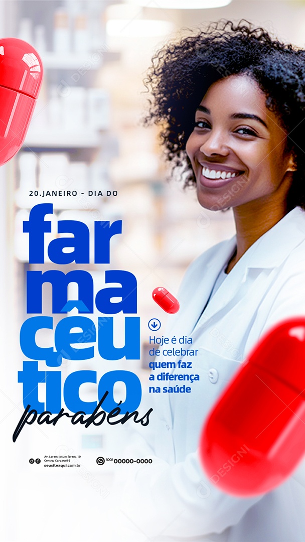 Story Dia do Farmacêutico 20 de Janeiro Parabéns Social Media PSD Editável