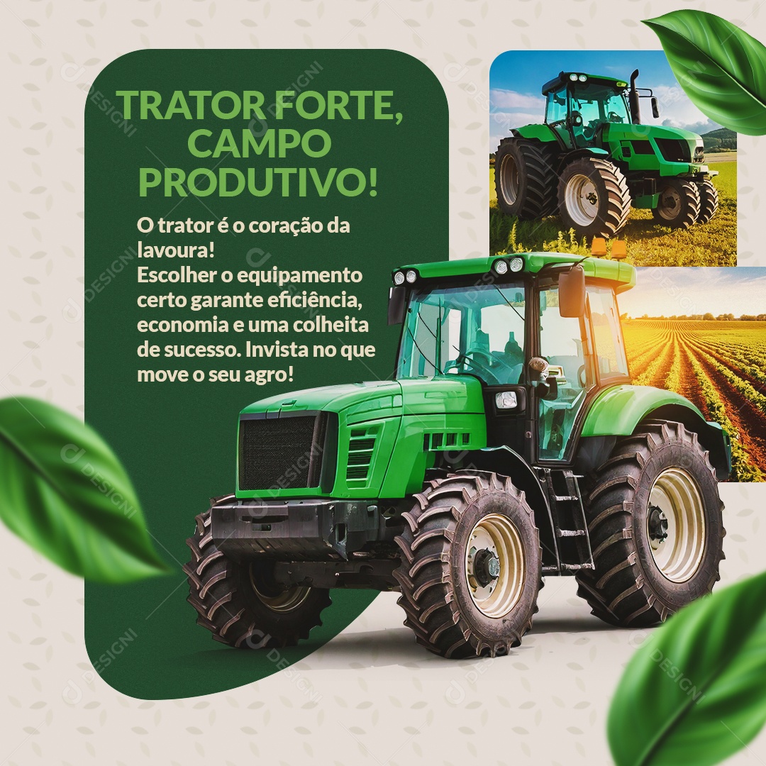 Feed Agro Trator Forte Campo Produtivo Social Media PSD Editável