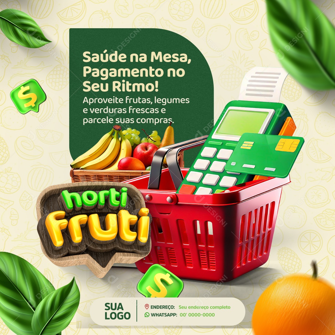 Feed Hortifruti Saúde Na Mesa Social Media PSD Editável