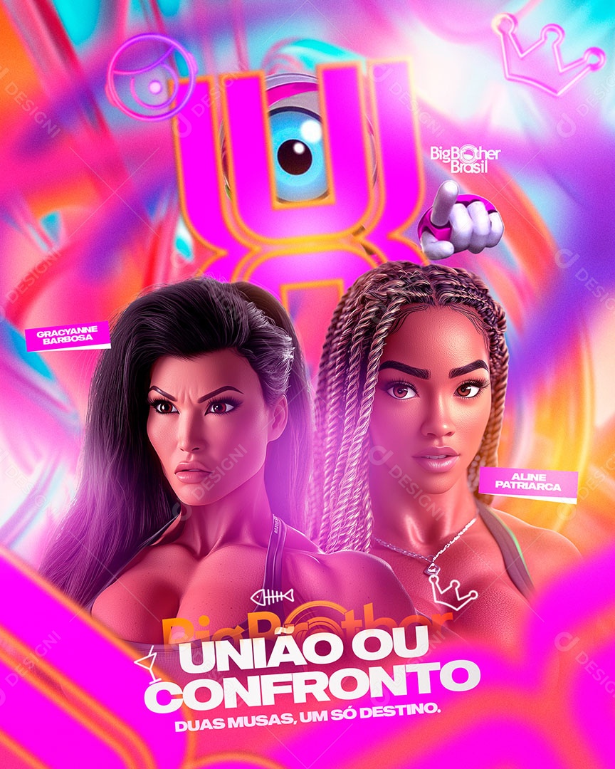 Big Brother União ou Confronto Social Media PSD Editável