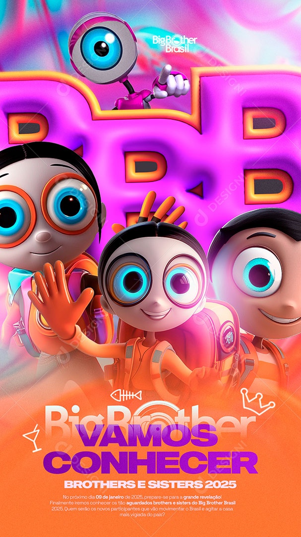 Story Big Brother Vamos Conhecer Brothers e Sisterns Social Media PSD Editável