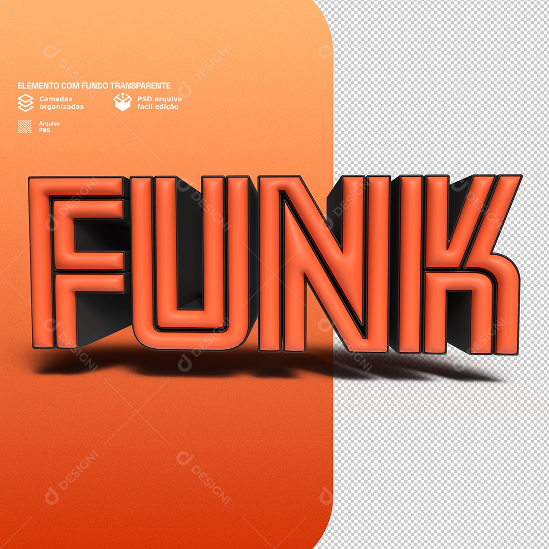 Nome Funk Elemento 3D PSD Editável