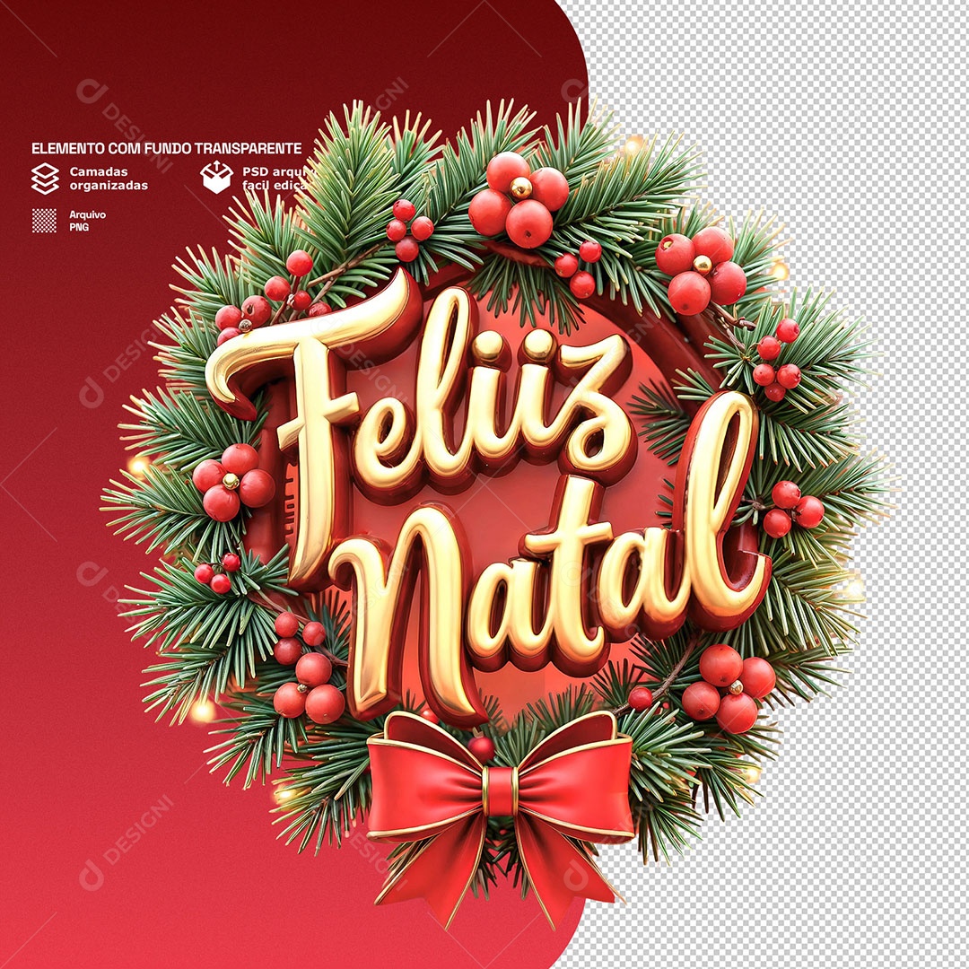 Feliz Natal Selo 3D Para Composição PSD