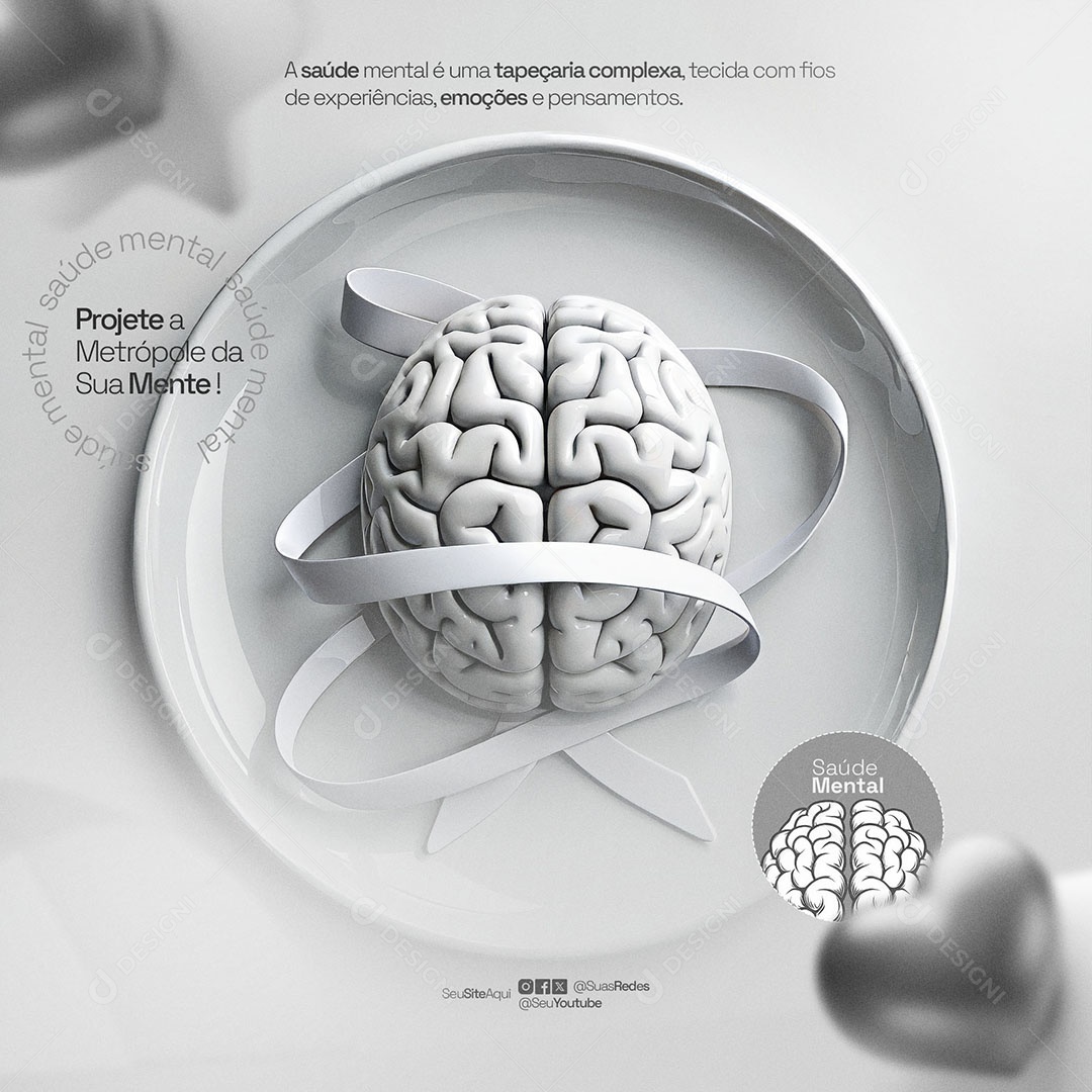 Social Media Janeiro Branco Projete a Sua Metrópole da Sua Mente PSD Editável