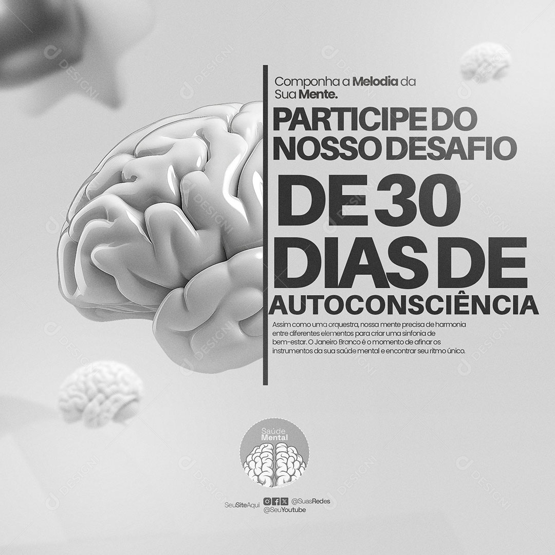 Social Media Janeiro Branco  Dias de Autoconsciência PSD Editável