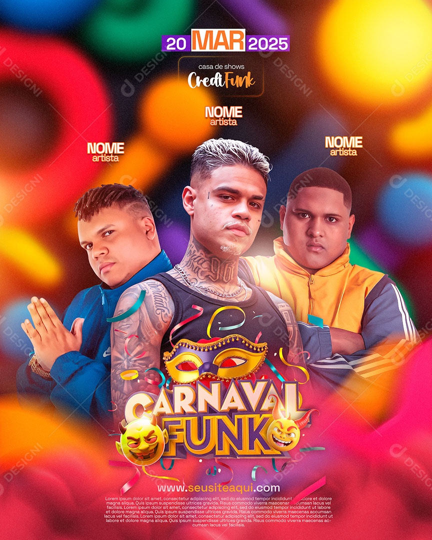 Flyer Carnaval Funk Social Media PSD Editável
