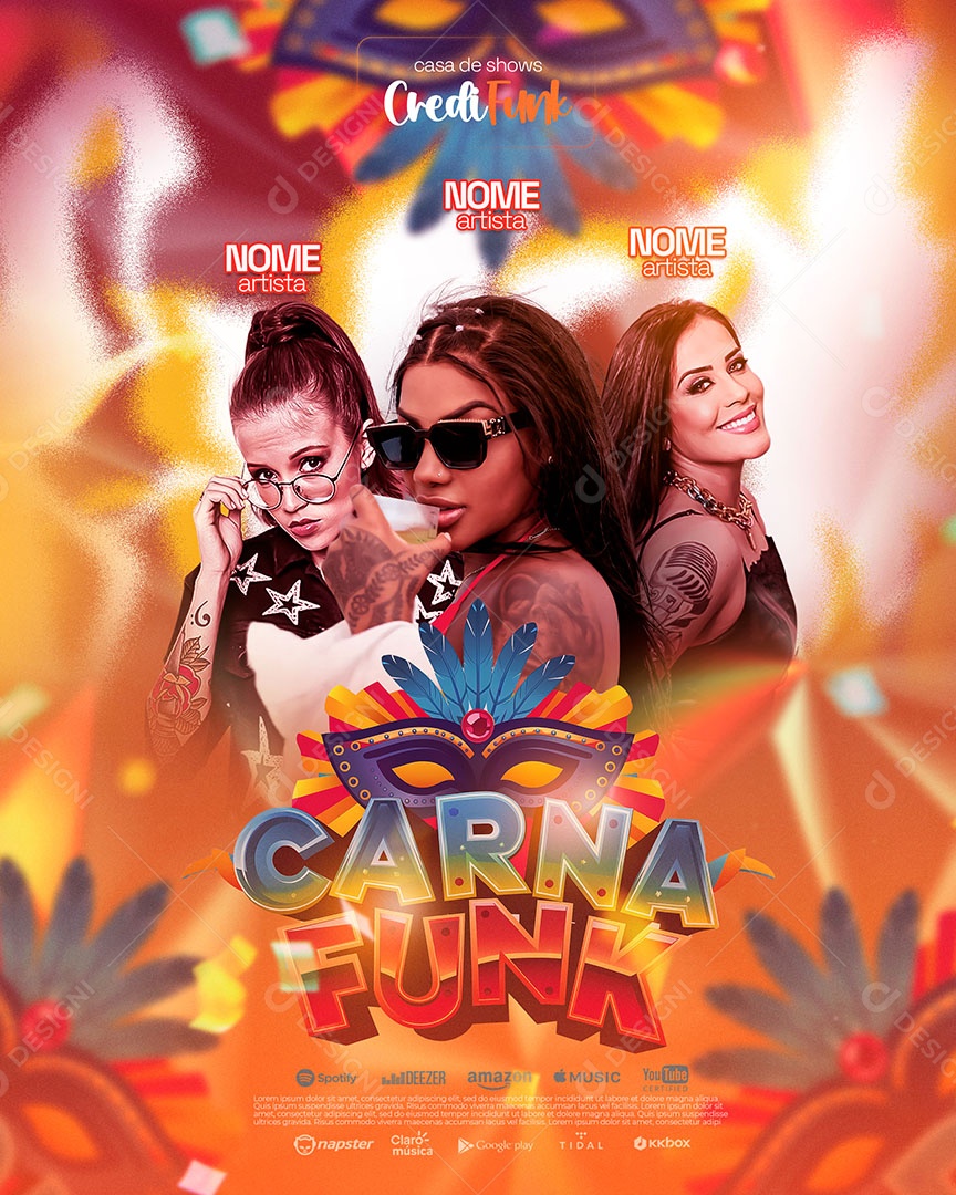 Flyer Carnaval Carnk Funa Social Media PSD Editável