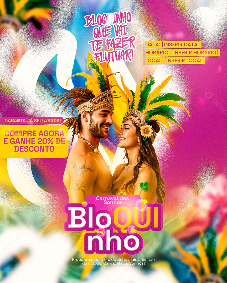 Carnaval Dos Sonhos Bloquinho Social Media PSD Editável