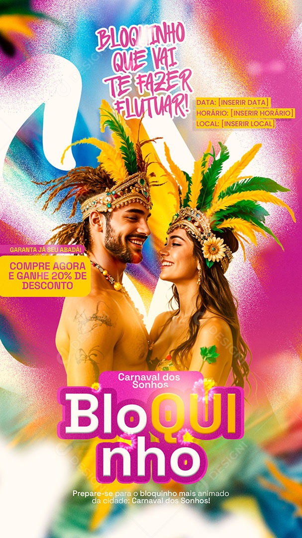 Story Carnaval Dos Sonhos Bloquinho Social Media PSD Editável