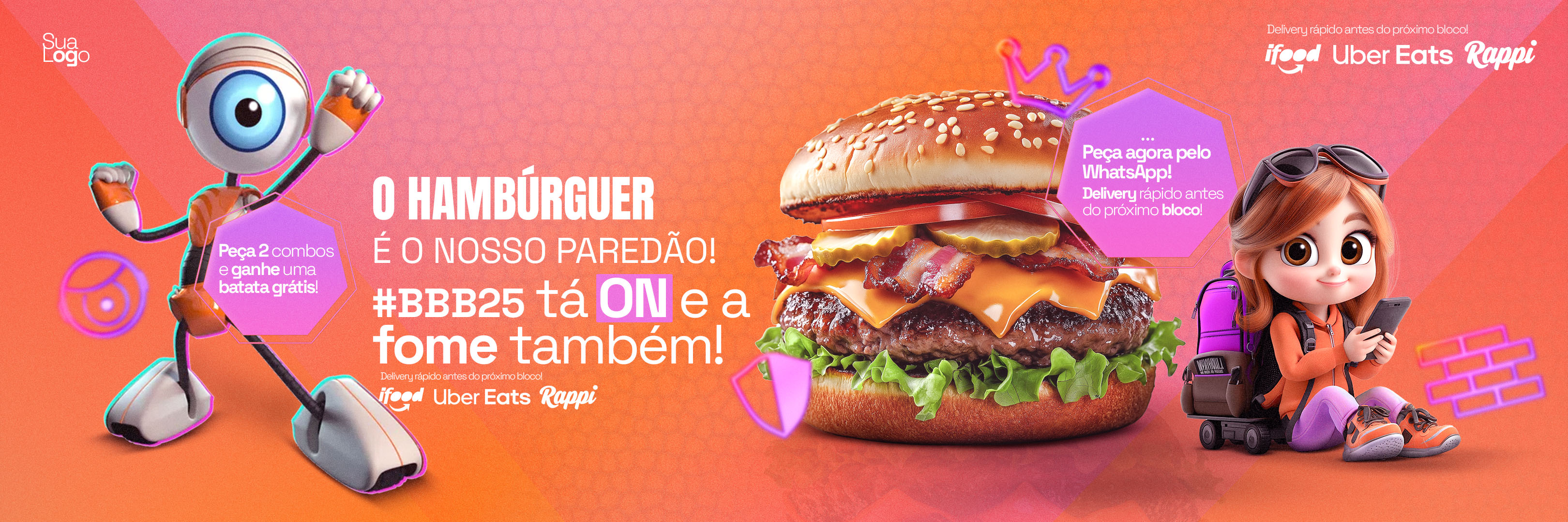 Banner Hambúrguer é o Nosso Paredão Big Brother BBB Social Media PSD Editável