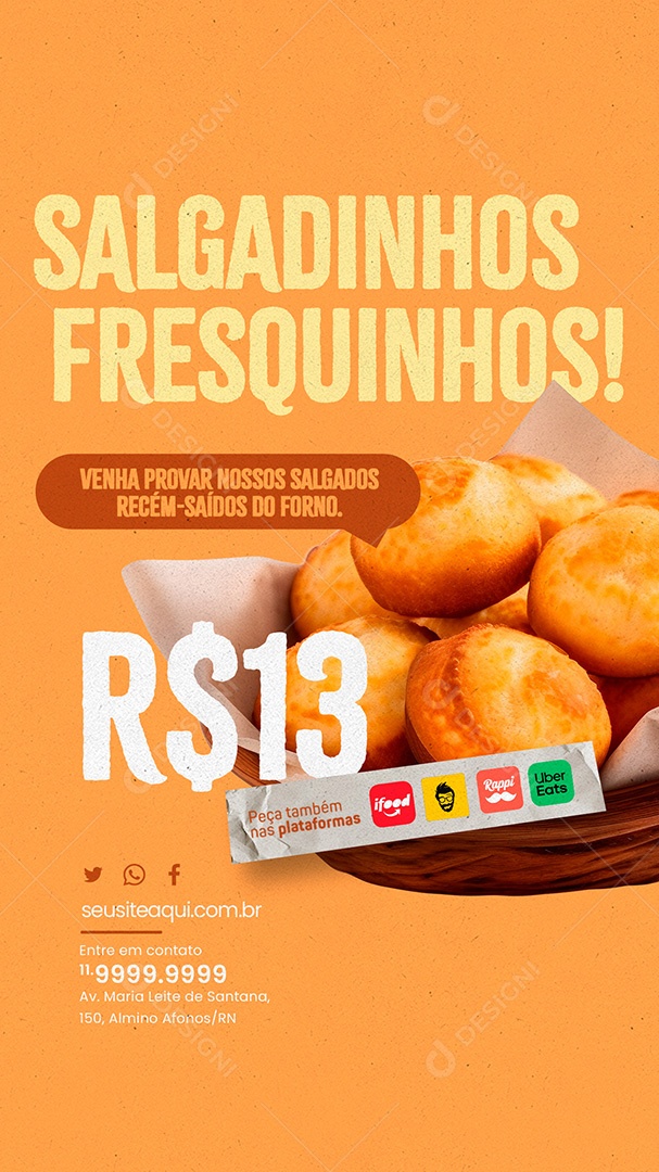 Story Salgadinhos Fresquinhos Social Media PSD Editável