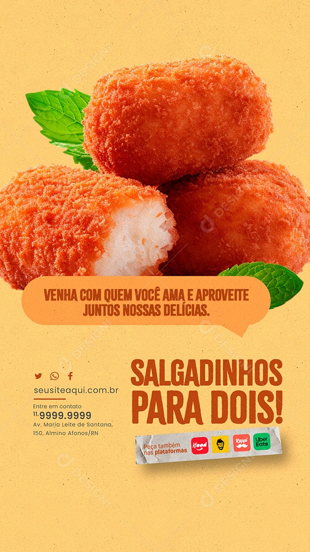 Story Salgados para Dois Social Media PSD Editável