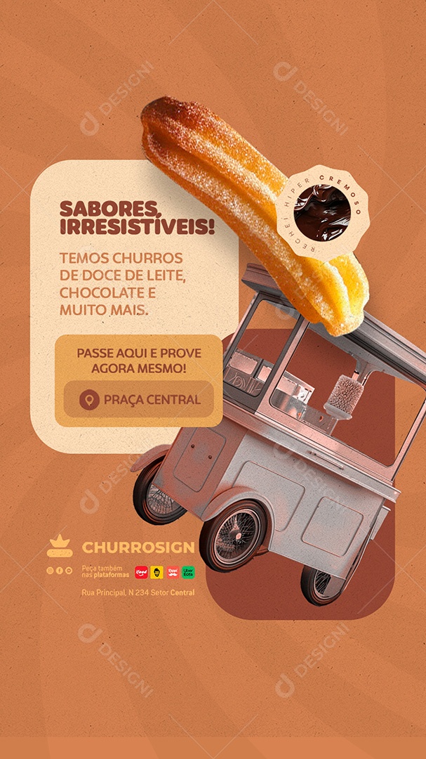 Story Churros Sabores Irresistíveis Social Media PSD Editável