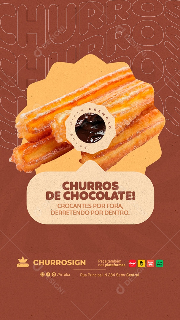 Story Churros de Chocolate Social Media PSD Editável