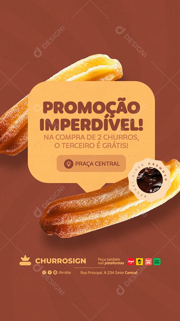 Story Churros Promoção Imperdível Social Media PSD Editável