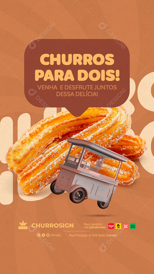 Story Churros para Dois Social Media PSD Editável