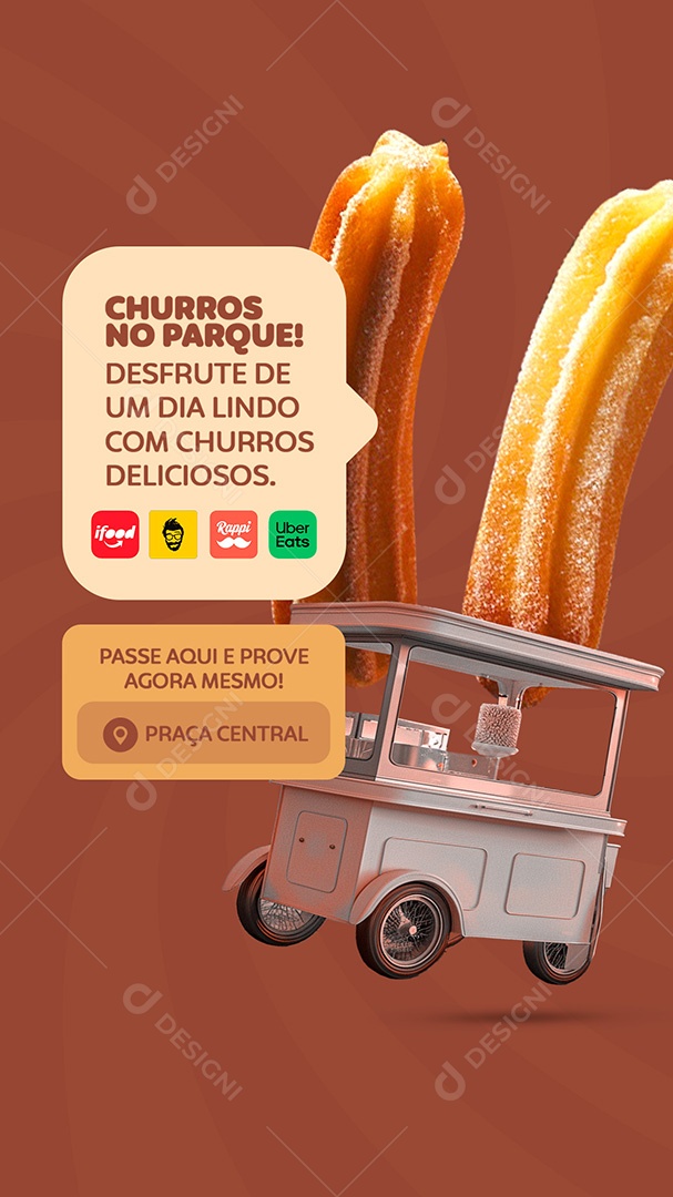 Story Churros no Parque Desfrute de um Dia Lindo Social Media PSD Editável