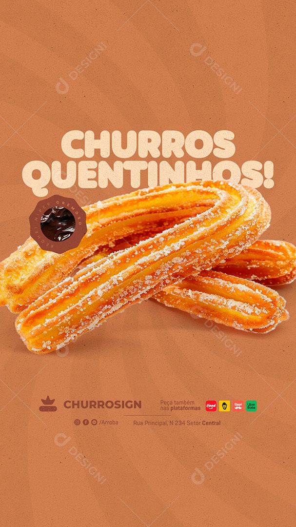 Story Churros Quentinhos Social Media PSD Editável