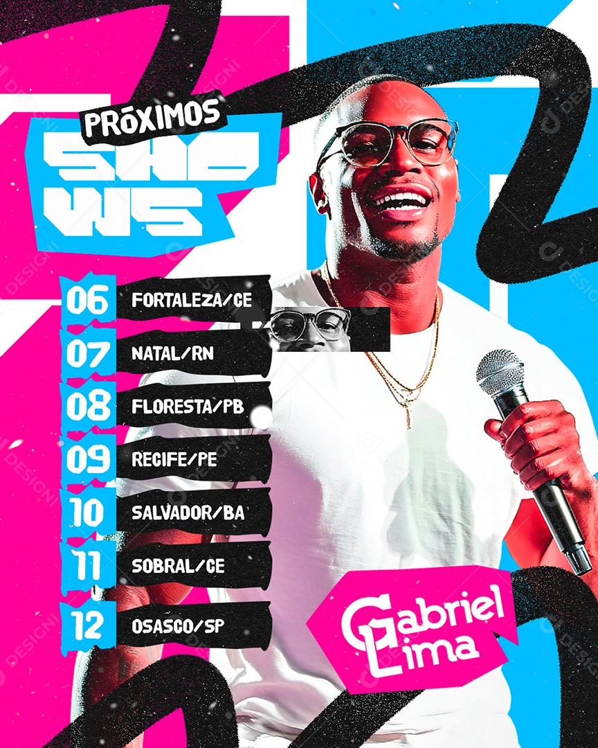 Flyer Agenda Próximos Shows Gabriel Lima Social Media PSD Editável