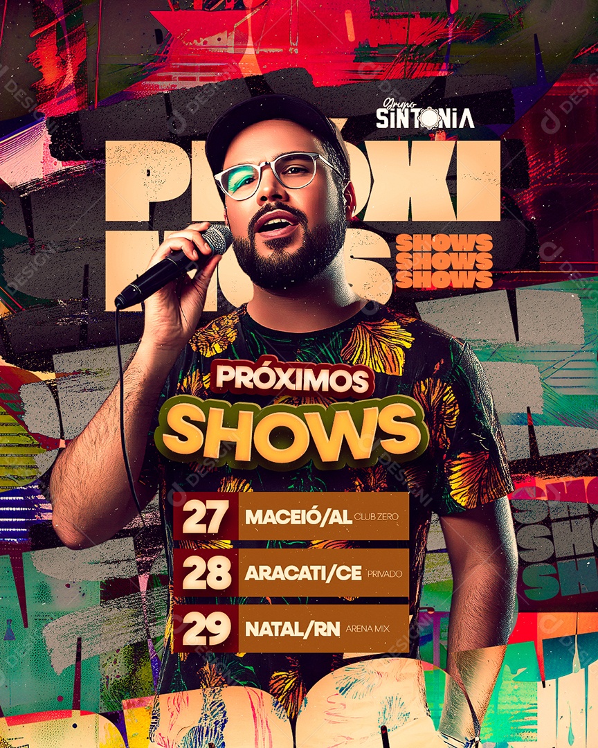 Flyer Agenda Próximos Shows Grupo Sintonia Social Media PSD Editável