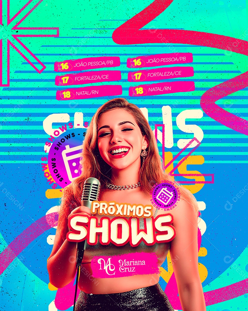 Flyer Datas Próximos Shows Mariana Cruz Social Media PSD Editável
