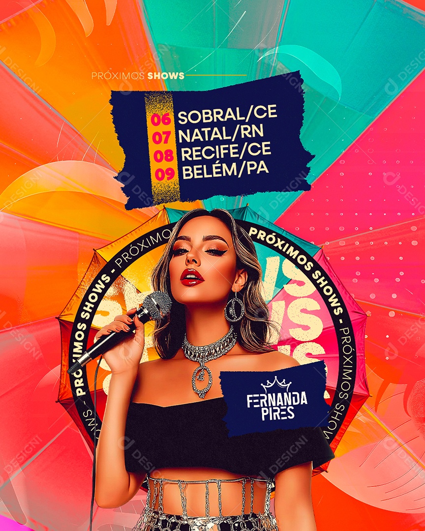 Flyer Próximos Shows Fernanda Pires Social Media PSD Editável