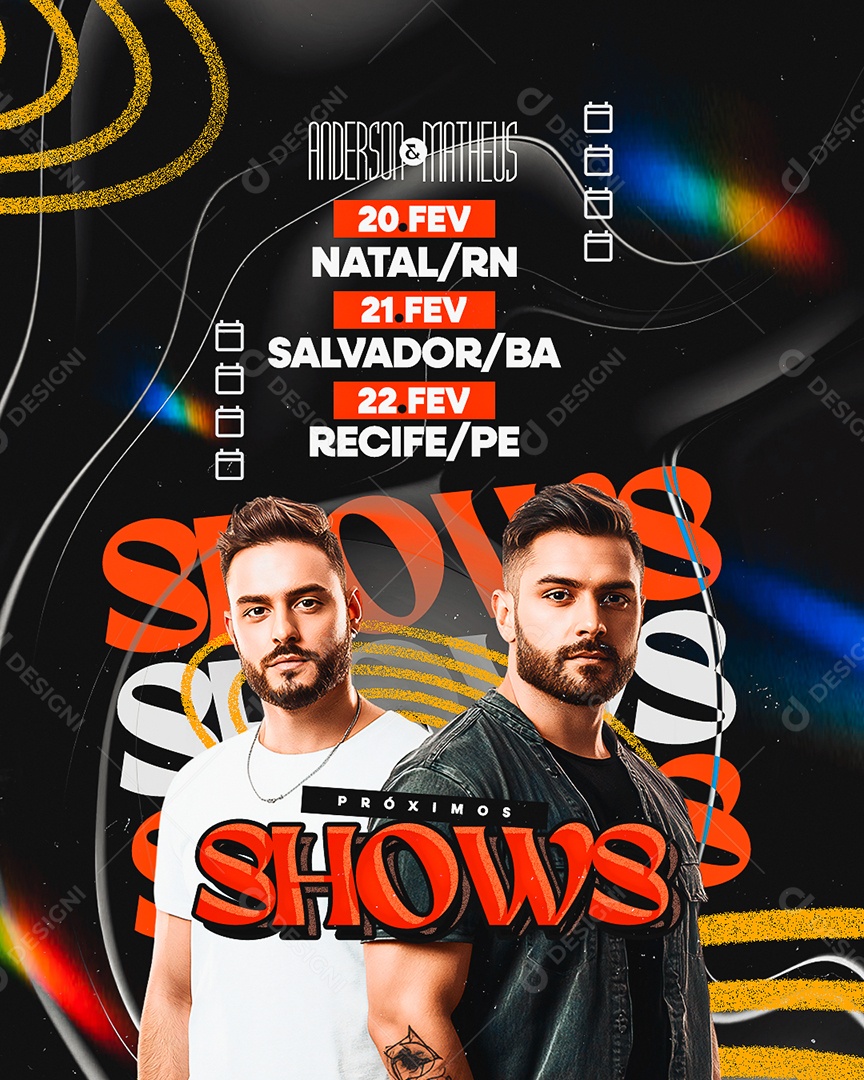 Flyer Data Próximos Shows Social Media PSD Editável